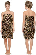 Absorbent Bath Towel Wrap Set (32 X 60 in), Leopard Print Towel Wrap by HEIFAM