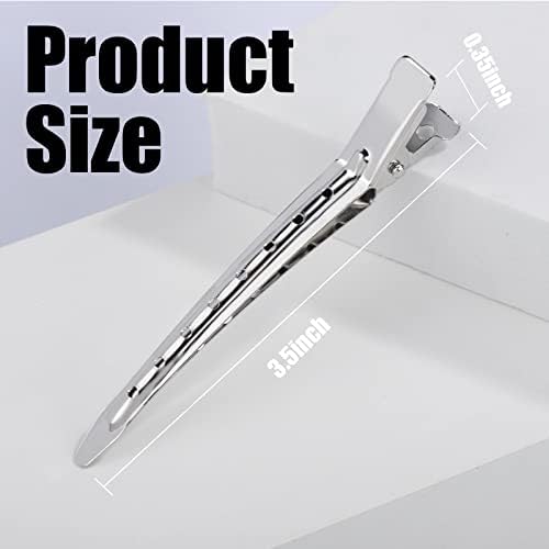 YGDZ Duck Billed Clips, 30pcs 3.5 Inch Metal Alligator Curl Hair Clips with Holes for Styling, Coloring, Thick Hair Rollers, Salon Use, Silver - Image 2