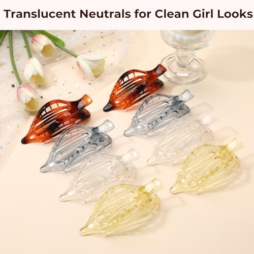 8 Pack Clear Flat Hair Clips – Matte Claw Clips for Women & Girls, Fresh Aesthetic Hair Accessories, Strong Hold No-Slip Barrettes for Summer & Everyday Styling - Image 5