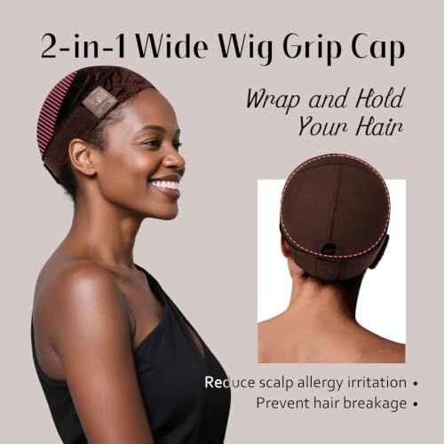 Dreamlover Wig Grip Cap for Half Wig, Wide Grip Band with Cap, Dark Brown - Image 3