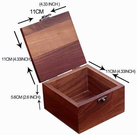 Handcrafted Walnut Wood Keepsake Box – 4.3 x 4.3 x 2.5 inch – Jewelry, Watch & Gift Storage Box – Rustic Wooden Box for Wedding, Birthday, Christmas - Image 4