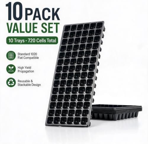 Seed Starter Trays 10-Pack, 72-Cell Germination Trays, 1.57-Inch Deep Cells - Image 3