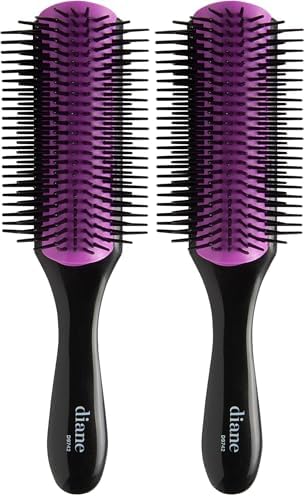 Diane Nylon Pin Styling Hair Brush for Detangling, Separating, Shaping and Defining Wet Thick or Curly Hair, Glides Through Tangles with Ease (Pack of 2) by Diane