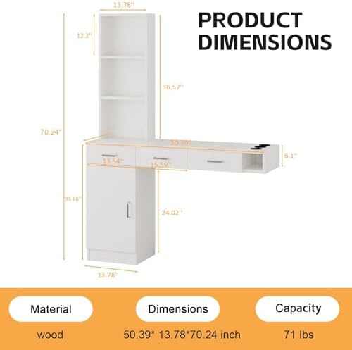 4ever2buy White Salon Stations for Hair Stylist, Wall Mount Barber Station - Image 2