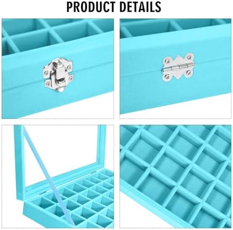 Vicoter 48 Grid Velvet Earring Organizer Tray with Lid for Rings - Image 4