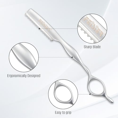 FEISIER Stainless Steel Hair Thinning Styling Razors for Cutting Hair, Texturizing Cutting Razor for Salon and Home,10 PCS Sharp Blades Included - Image 2