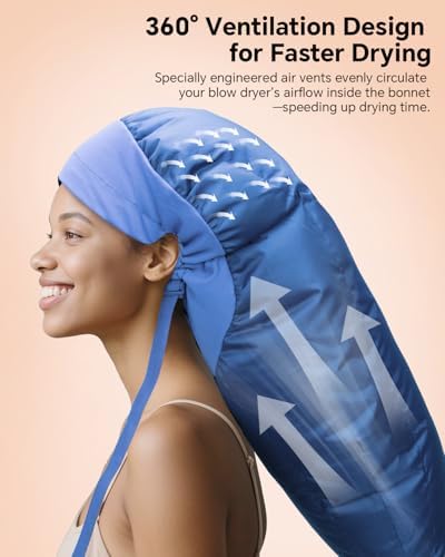 Boloye Hair Dryer Bonnet Attachment – 28.5" XL Hooded Dryer Cap for Faster Drying & Deep Conditioning, Extra-Large Space Fits Thick, Curly Hair & Styling Tools (Blue, Extra Large) - Image 3
