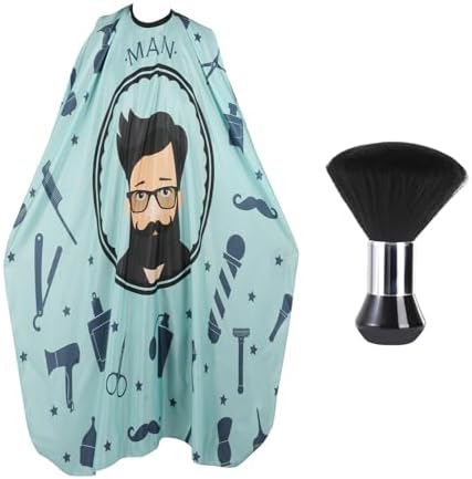 Professional Hair Cutting Cape with Neck Duster Brush, Waterproof Salon Barber Cape with Snaps, Barber Accessories (Barber Supplies) by YELEGAI