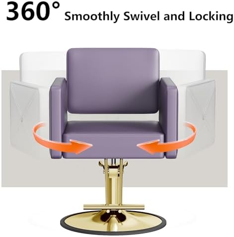 LOUVIXA Barber Chairs for Hair Stylist, Height Adjustable Hydraulic Salon Chair, 360 Degrees Rotation, Multi-Function Shampoo Chair for Salon Home Barbershop (Purple) - Image 4
