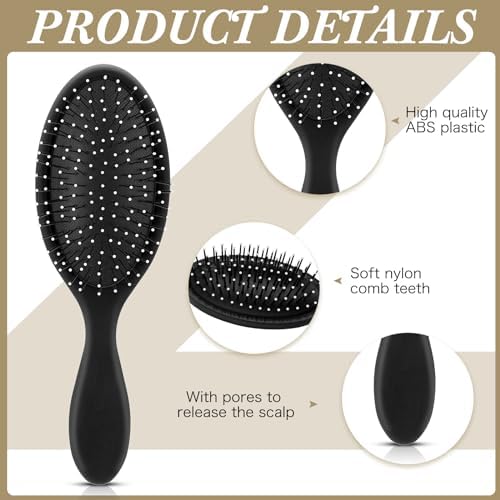Nuenen 6 Pcs Wet Detangling Hair Brush, Dry Soft Bristle, Black - Image 4