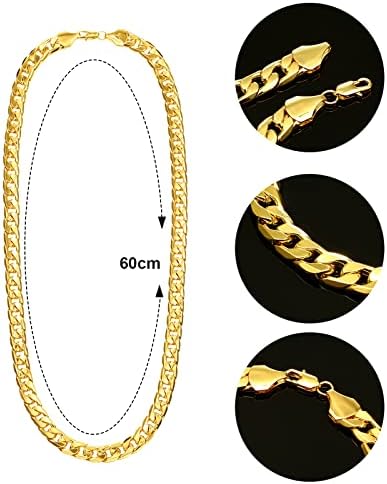 Gejoy Mens Disco Costume Set, 70s Afro Wig Glasses Chain, Black Hair - Image 2