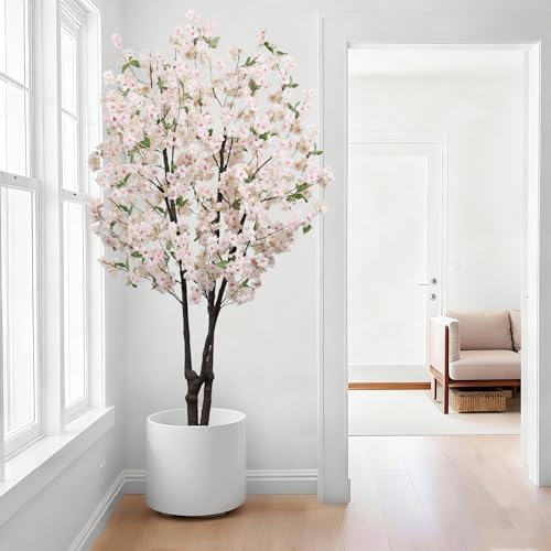 Artificial White Cherry Blossom Tree 5.7ft(68in) Faux Lifelike Plant - Image 3