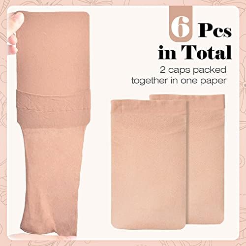 IKOCO Wig Cap, 6Pcs Stretchy Nylon Caps for Women, Beige - Image 5