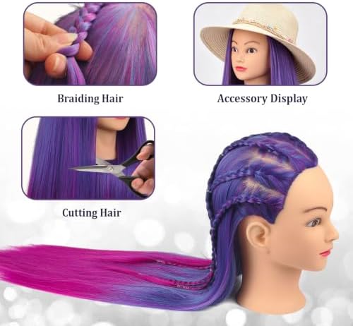 Mannequin Head with Hair 28" Doll Head for Hairdresser & Tripod Stand - Image 4