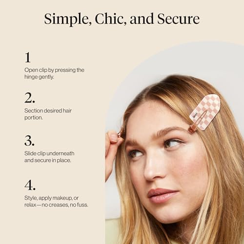 Kitsch Creaseless Hair Clips for Women - Checkered Terracotta, 2pcs - Image 6
