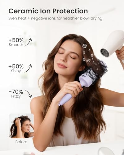 AIMIKE 2.1" Round Brush for Long Hair, Add Volume & Smooth Blowouts, Purple - Image 3