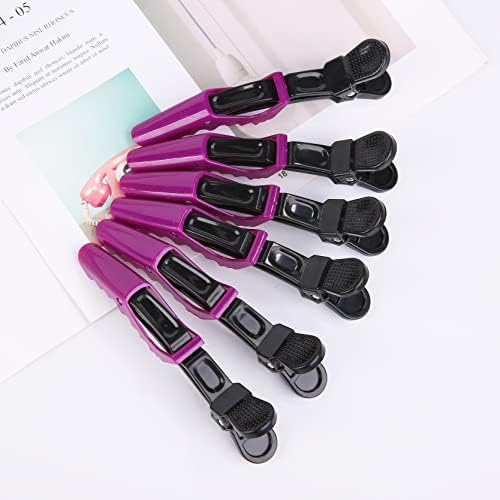 HH&LL Hair Clips for Women Wide Teeth & Double-Hinged Design Alligator Styling Sectioning Clips of Professional Hair Salon Quality - 10 Pack (Purple) - Image 6