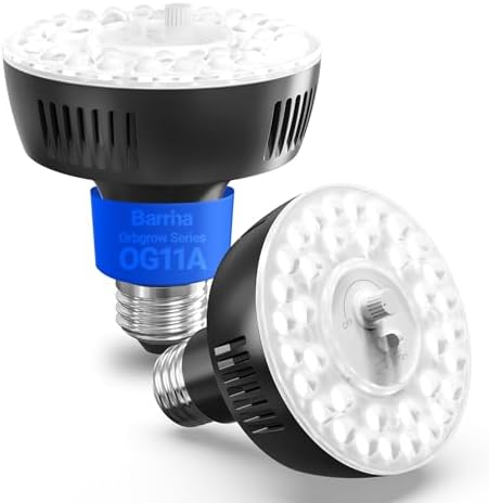 Barrina OG11A Grow Light Bulbs for Indoor Plant, 5000K 11W, 2 Packs, Black by Barrina