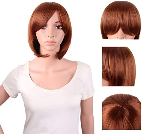 MapofBeauty 30 cm Women Short Straight Cosplay Party BOB Wig, Ginger Orange - Image 5