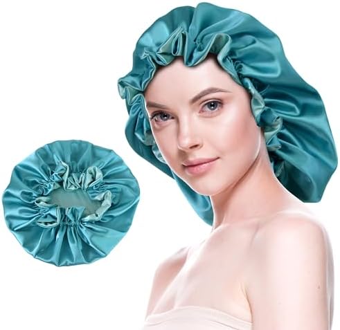 Silk Bonnet for Sleeping Satin Bonnets Double Layer Reversible Hair Cap Bonnet for Women Long Curly Braid Hair (ScubaBlue) by BeutyMe