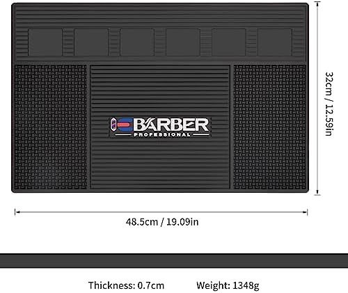 Magnetic Barber Mat for Station Barber Organizer Mat for Clipper Salon Station Tools with 6 Slots for Clippers Salon Barbershop Work Station Pads anti slip 19" X 12.5”-Black - Image 2
