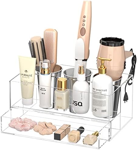NIUBEE Acrylic Hair Tool Organizer with Drawer, Hair Dryer Holder Organizer by NIUBEE