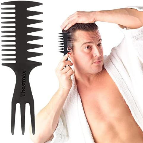 Hair Comb Styling Set Tail Combs Double Side Brushes Afro Pick Pik Comb African American Hair Brush Barber Accessories Black-2Pcs - Image 6