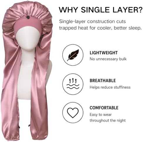 Isshin Beauty Satin Hair Bonnet for Sleeping Women: Dual Sleeve 2 in 1 Long Hair Protector Anti Frizz Sleep Cap - Image 4