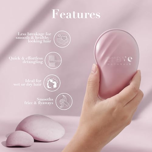 Crave Naturals Mini Detangler Hair Brush Pink – Glide Thru Hair Detangler Brush for Women, Kids & Toddlers – Gentle Scalp Care, No-Pain Tangle-Free Hairbrush for All Hair Types, Travel Hair Brush - Image 6