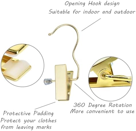 Boot Hangers 4.5" Metal Outfit Hanger Gold Hanging Clips for Gloves Shoes Laundry Hooks Hair Extension Wigs Clips Portable Home Travel Hangers for Hat, Towels, Bras, Socks 12Pack - Image 5