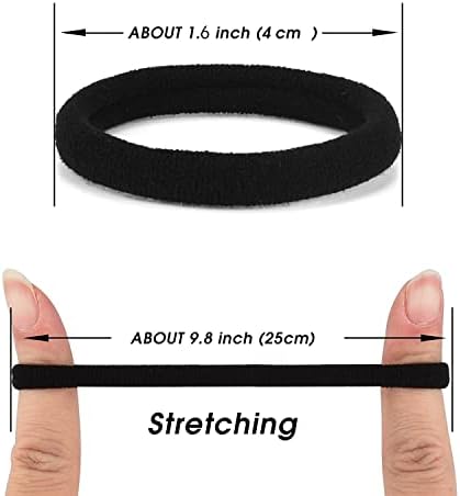 iFwevs 50PCS Black Hair Ties,Cotton Seamless Ponytail Holders,No Damage Elastics Hair Bands for Thick Heavy &Curly Hair - Image 2