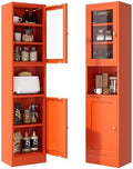 Slim Pantry Cabinet with Hutch, 67" Tall Narrow Storage Cabinets for Small Space,Narrow Metal Corner Cabinet with 3 Adjustable Shelves, Freestanding Tall Bathroom Cabinet for Entryway, Living Room by BevivogStylishCabinetsOrganizeYourSpace