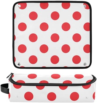 Polka Dot Red White Hair Tools Travel Bag Travel Organizer Pouch Portable Carrying Case with Heat Resistant Mat for Curling Iron Hair Dryer Flat Irons - Image 3