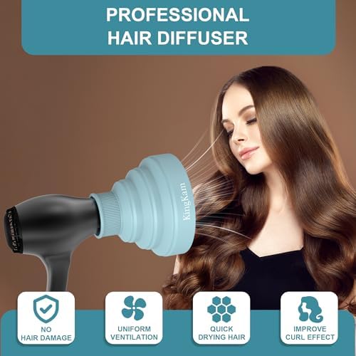 KingKam Collapsible Silicone Hair Diffuser, Fit 1.575-1.968 inch Nozzle - Image 2