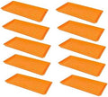 SUNPACK 10" x 20" Heavy Duty Shallow Plastic Seed Starting Tray, Orange, 1" (Pack of 10) - Lined with Drainage Holes for Excess Water and Aeration, Ideal for Greenhouses or Indoor Gardening by SUNPACK