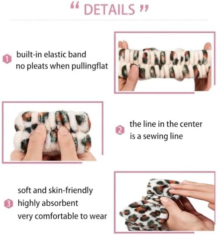 7 Pcs Spa Set, Facial Headband and Wristband Set, Skincare Accessories, College Style Girl Gift, Hair Accessories for Women and Girls（Brown Leopard） - Image 7