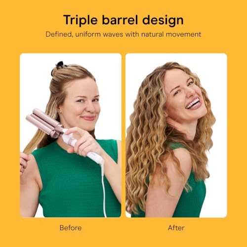 Conair Curling Iron & Waver Hair Tool, Triple Barrel, White/Rose Gold - Image 3