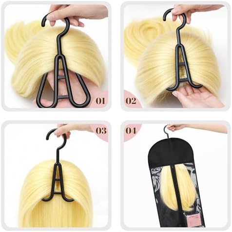 6PCS Anti-Static Wig Storage & Care, Multi-functional Wig Holder for Multiple Wigs Wig bags for travel, Dust-Proof Storage Organizer with Hook for Hair Extensions, Wigs & Accessories (Black) - Image 6