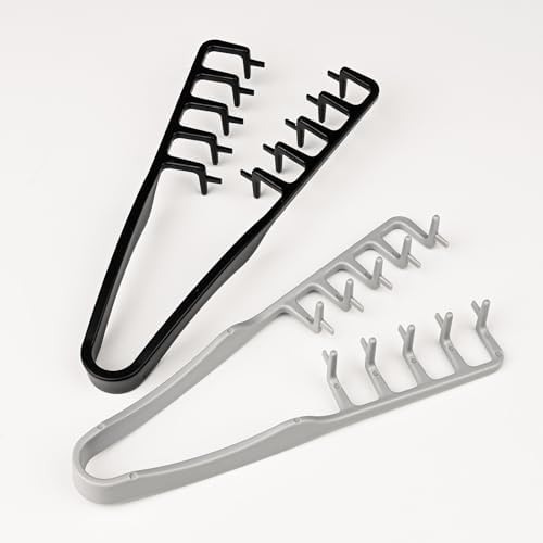 Wide Tooth Comb for Men | Textured Styling Comb for Curly Hair | Hair Volumizer Tool with Fluffy Texture | Plastic Quad Comb for Men's Hair Styling ((Black*1)/(Grey*1), Large) by shimsol