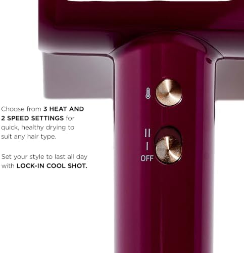 T3 LuxeDry Ionic Hair Dryer Set, Blow Dryer with Diffuser for Curly, Wavy & All Hair Types, Drying & Styling Concentrators, 3 Heat & 2 Speed Settings, Cool Shot, Frizz-Free Shine - Image 7