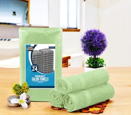 Utopia Towels Salon Towels, Pack of 24, 16x27 in, 100% Cotton, Sage Green - Image 2