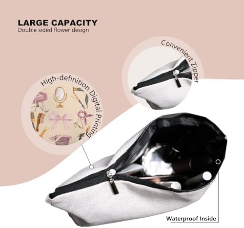 Hairstylist Gifts Women Makeup Bag, Cute Cosmetic Pouch for Hairdressers & Cosmetology Students, Hair Salon Travel Organizer Bag for Teen Girls, Aesthetic Stylist Accessories, 7.5 x 10 in - Image 3