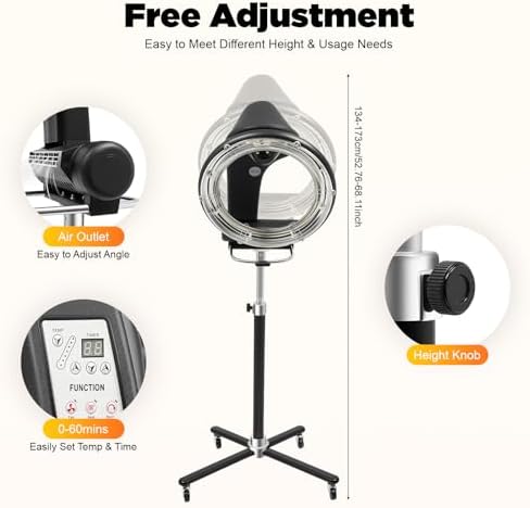 3-in-1 Infrared Hair Bonnet Dryer, 1000W 110V US Plug, Blow Dryer for Salon Hair Drying, Conditioning & Styling, Adjustable Mount, Professional Beauty Tool - Image 4