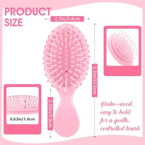 12 Pack Mini Detangling Brushes for Wet & Dry Hair, Compact Travel Hairbrush for Teens & Adults, Perfect for Bridesmaid Gifts, Party Favors & Stocking Stuffers (Pink) - Image 2