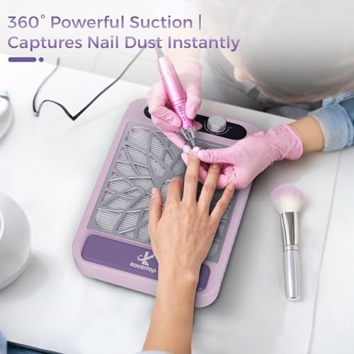 Nail Dust Collector for Nail Techs, Compact & Quiet nail vacuum dust collector with Reusable Filter, Powerful Nail Fan Nail Tech must Haves for Gel Polish, Pedicures, Salon & Home Use, purple - Image 2