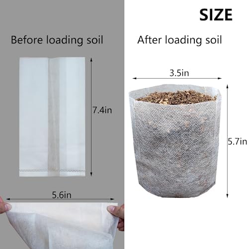 Belit Nursery Growing Bags, 200 Pcs Fabric Seedling Pots Non-Woven Pouch for Gardening Seed Plant Bag, Potato, Flower, Tomato Plant Starts (5.6" x 7.4 ") - Image 4