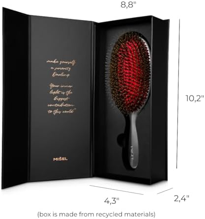 MISEL Professional Boar Bristle Hair Brush - Detangles All Types & Extensions | Reduces Breakage - Great for Wavy & Straight | Salon-Approved - Large - Image 3