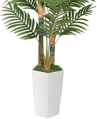 5ft Artificial Palm Tree Indoor Plant，Triple Faux Tropical Areca Floor Plant in Pot，Artificial Plants with Lifelike Leaves for Home Office Decor - Image 6
