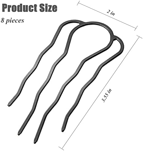 8 Pieces Side Combs, Metal Fork Clip Pins for Buns, 4 Prong Updo U-Shape Sticks for Women Hair Styling Tool Accessories - Image 4