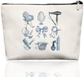 Blue Chinoiserie Bow Hairstylist Makeup Bag, Cosmetology Student Gift for Women, Cute Hairdresser Travel Pouch, Aesthetic Blue Toile Salon Organizer for Teen Girls, 7.5 x 10 in by HomeArt